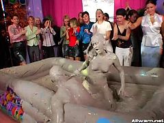 Erotic event with fantastic bitches wrestling in mud
