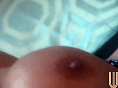 Alektra Blue gives a closeup view of her vagina while masturbating with dildo