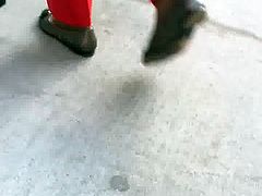 Nice slim black Gilf booty in red pants