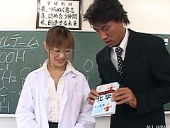 Salacious Japanese teacher in glasses gets gangbanged