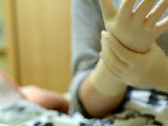 Nurse Handjob with wet latex gloves