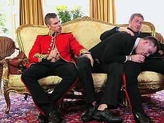 New prince is bored and his courtiers are entertaining him. This sexy threesome between some hot british studs, which are elegant and always horny, will leave no one indifferent. Blowjobs are passed around and there are plenty of body rubbing and hot steamy sex action between these lovers.