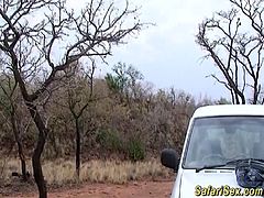 hot sexy chocolate babe gets fucked and massive facial at my african safari trip