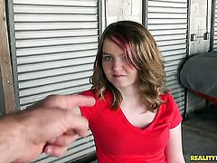 Brunette makes man happy by blowing his snake