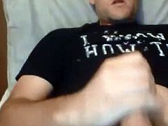 Sexy guy stroking his huge dick