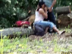 chubby babe gets wild fucked in the forest