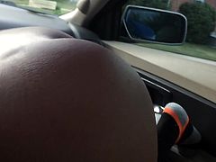 Ebony public blowjob in car at daylight PublicFLashing.me