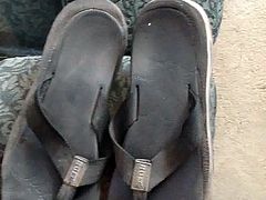 well worn cumed flipflops