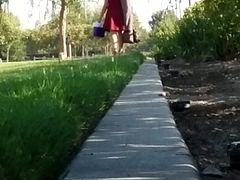 Milf in red dress