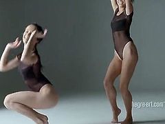 Beautiful Twin Dancing - Nude Gymnastics