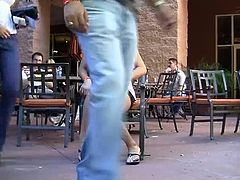 hotwife removes panties in very public place