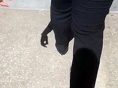 Fine ass big booty milf in black dress pants vpl 1