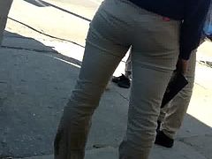 Cute Black Booty on Bus Stop