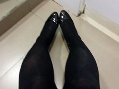 Black Patent Pumps with Pantyhose Teaser 16