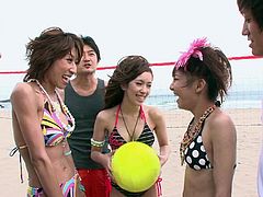 Beach volley and orgy with several beautiful Japanese ladies