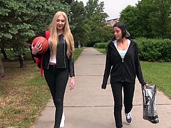 Anabelle and Jessey are lesbian friends who like having sex in nature