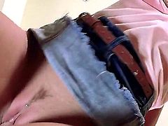 Big breasted MILF Shay Fox in see-through pink blouse cleans the kitchen and then gets her mature pussy banged by horny younger guy. Busty cougar gets shagged with her jean mini skirt on.