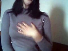 Russian nice girl touching her boobs