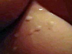 Wife fingering husband prostate cum on tits