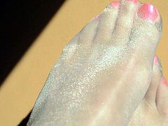 Hot Pink Toes in Pantyhose