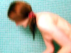 This girl is really dirty. She loves to pee in the shower. She gets caught on camera doing it. She then uses the hot water to clean herself up in the bathroom.