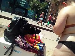 candid midget with FAT ass at beach