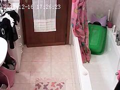 Spying on his wife in the shower 3