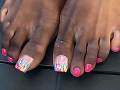 MILF Ebony Pink Toenails