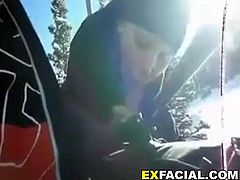 GF gives blowjob on ski lift