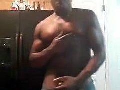 Black Daddy Dancing Stroking and Cuming in the Kitchen