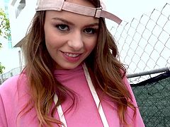 She will do anything for money - including taking a big cock from behind and sucking dick. When she sees the money, she drops to her knees and blows the guy right out in the open. Maybe she will get caught having public sex?