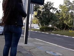 Bice ass at the bus stop