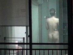 korean girl window voyeur dry body after shower