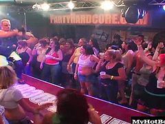 I think they are overwhelmed by the ability to get up close and personal with a cock that happens to be attached to an oiled up stripper. Check it out as the dudes line chicks up on the dance floor and simultaneously bang them as their friends watch and cheer.