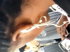 Black woman watching porn on the bus