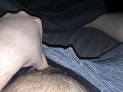Huge hairy FTM clit jack off in boxers