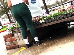 Sexy ass in Green spandex