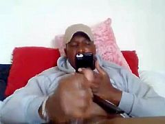 Afroamerican Str8 Guy Cums and Creams up his Big Dick #52