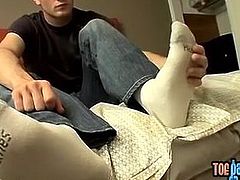 Bryce Corbin strips to his socks and vigorously masturbates