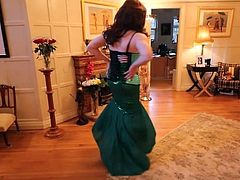 Green formal fishtail dress