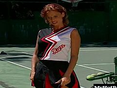 If you have never fucked a girl on a tennis court this scene will provide you with some important advice. Always make sure the girl is on bottom Tennis courts are hard surfaces and somewhat uncomfortable to lay on, by keeping the soft girl between you and the ground you will avoid any kind of soreness.
