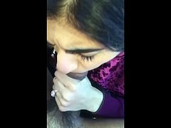 Cute Pakistani girlfriend licking the top and eating cum