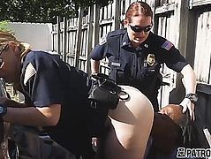 Golden-Haired cop enjoys riding dark dong