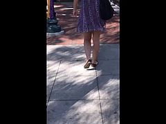 Candid - Bouncy ass under summer dress