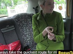 Blonde brit wanks cabbies cock before fucking