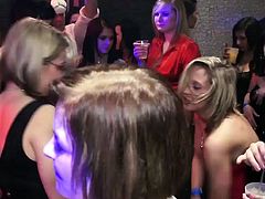 Beautiful amateurs get fucked in the club