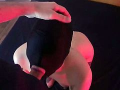 Blindfolded submissive slut greedily sucking Master's dick