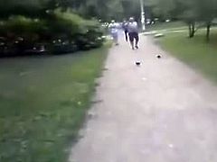 Russian couple caught in a park by cockblocker