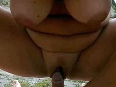 Fucked Fat Slut Outside in her Pussy and Ass