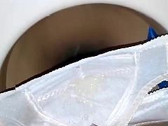 Cum bra in the toilet